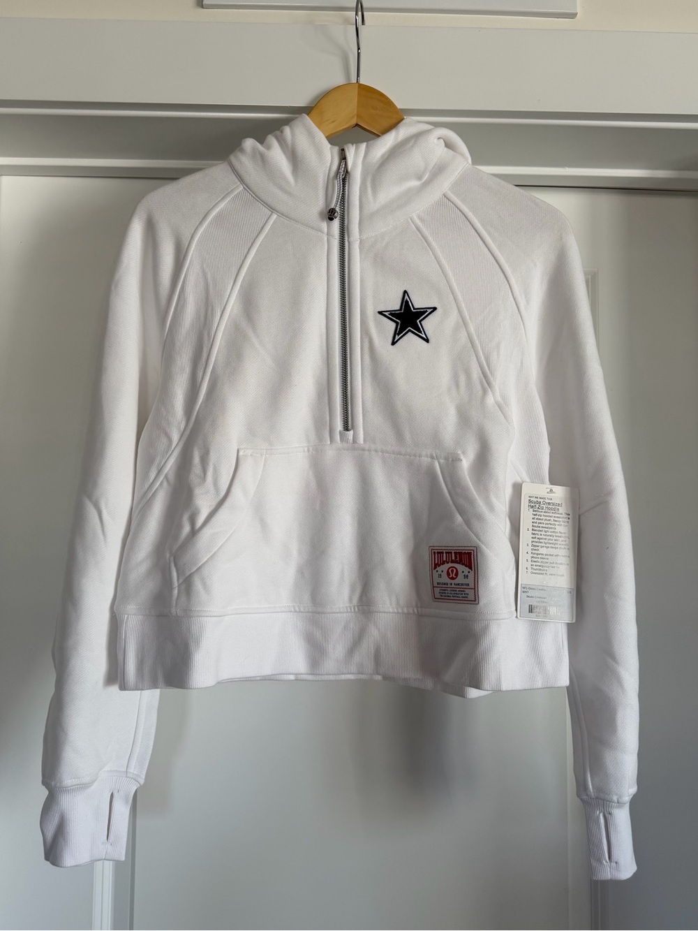 NWT Lululemon x NFL Dallas Cowboys Scuba Half Zip Hoodie White XS/S